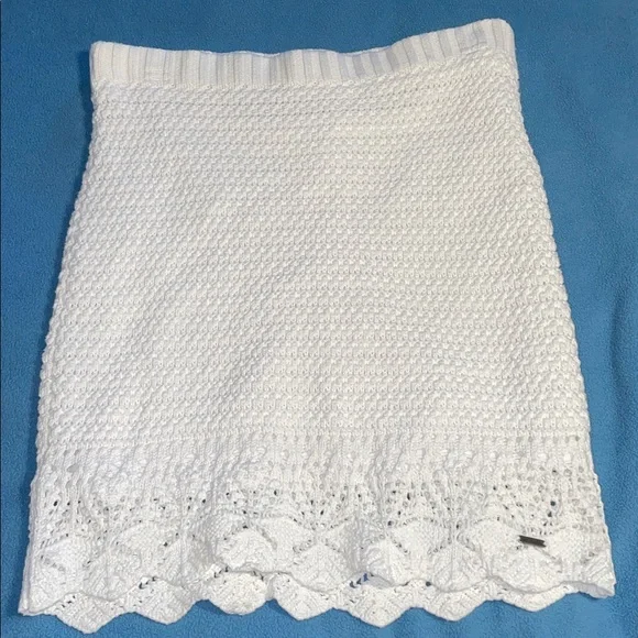 Hollister size XS vintage two-piece white crocheted cotton tank top & skirt - Picture 7 of 15